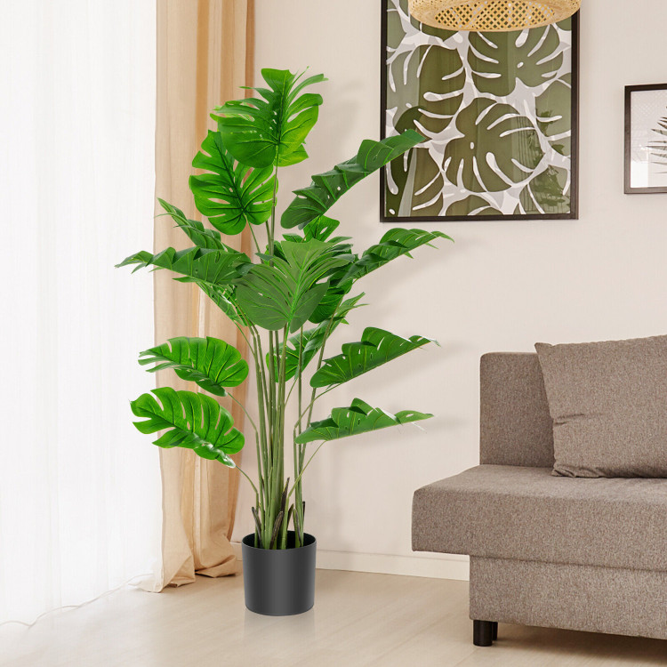 5 Feet Artificial Tree Faux Monstera Deliciosa Plant for Home Indoor and OutdoorCostway Gallery View 2 of 10