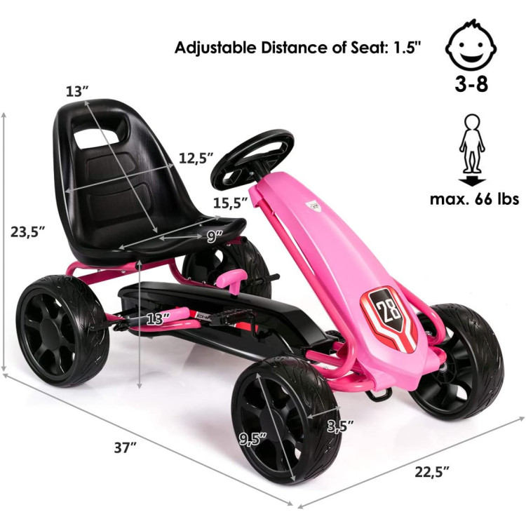 COSTWAY Go Kart para Niños Coche de Pedal con Asiento Ajustable,Freno de  Mano y Cambio