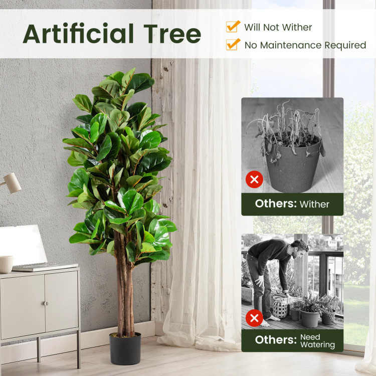 5 Feet Artificial Fiddle Leaf Fig Tree Decorative PlanterCostway Gallery View 9 of 10