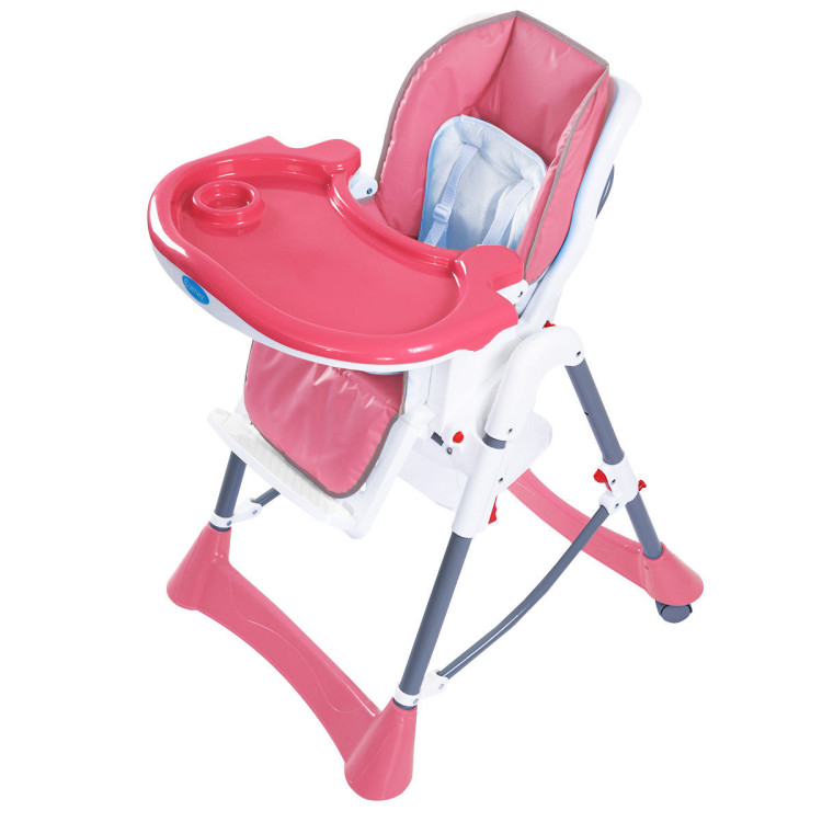 Portable Folding Baby High Chair Toddler Feeding Seat-orangeCostway Gallery View 2 of 24
