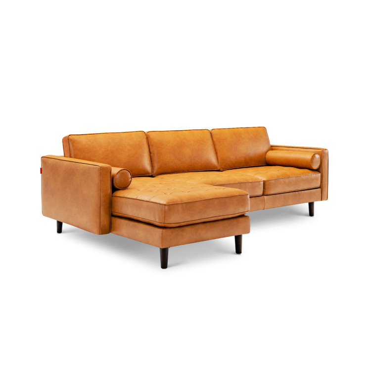 3-Seat L-Shaped Sectional Sofa Couch for Living Room-BrownCostway Gallery View 1 of 13