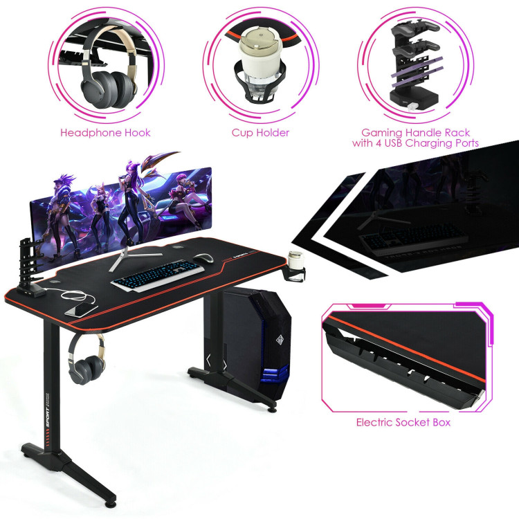 55 Inch Gaming Desk with Free Mouse Pad with Carbon Fiber SurfaceCostway Gallery View 9 of 12