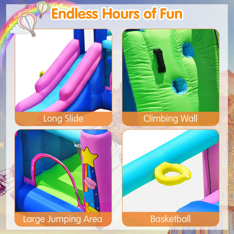 Inflatable Bounce Castle with Dual Slides and Climbing Wall without BlowerCostway Gallery View 5 of 12
