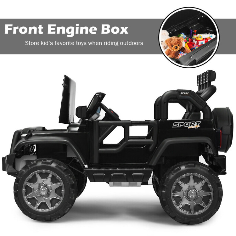 12V 2-Seater Ride on Car Truck with Remote Control and Storage Room-BlackCostway Gallery View 11 of 12