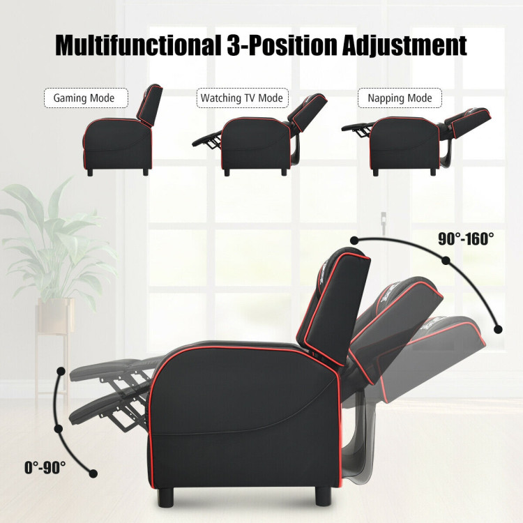 Massage Racing Gaming Single Recliner Chair-RedCostway Gallery View 11 of 13