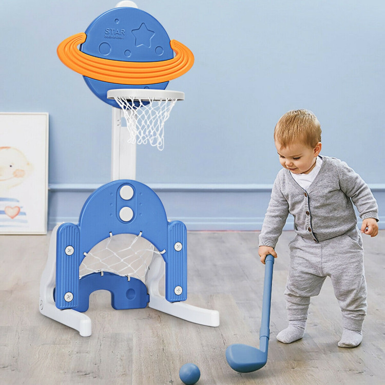 3 in 1 Kids Basketball Hoop Set with Balls-BlueCostway Gallery View 8 of 12
