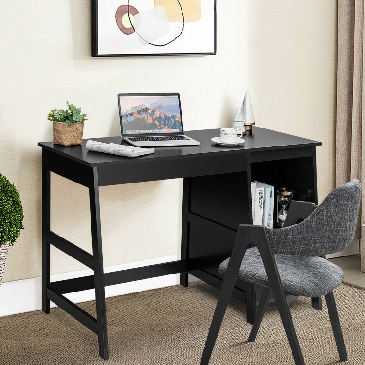 47.5 Inch Modern Home Computer Desk with 2 Storage Drawers-BlackCostway Gallery View 3 of 12