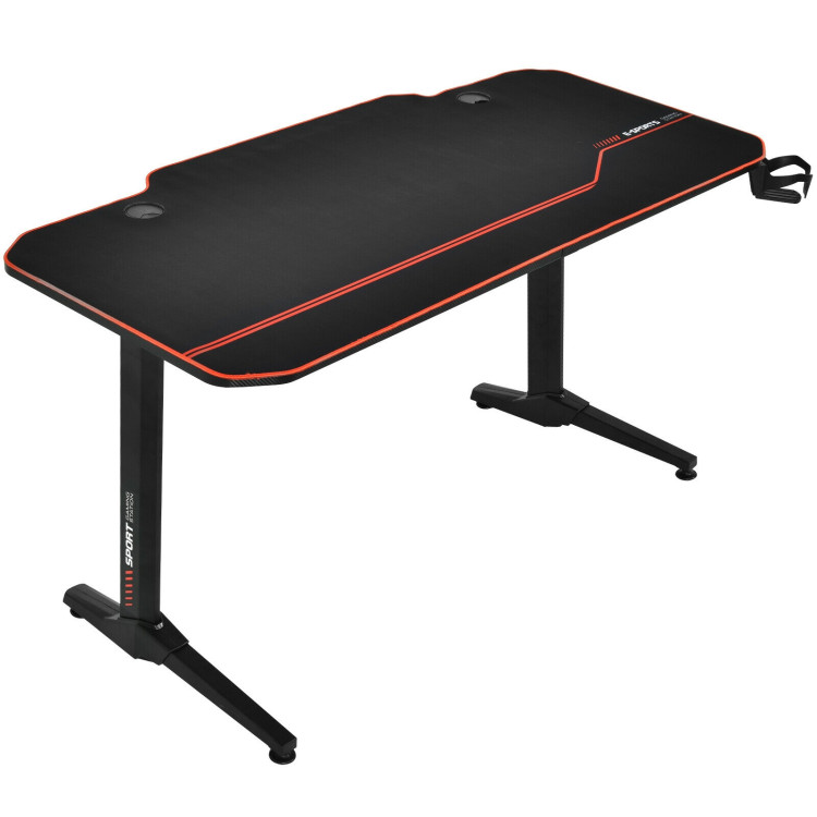 55 Inch Gaming Desk with Free Mouse Pad with Carbon Fiber SurfaceCostway Gallery View 1 of 12