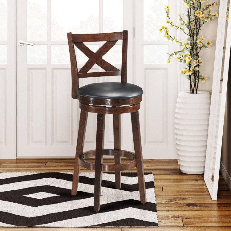Swivel X-back Upholstered Counter Height Bar Stool with PVC Cushioned Seat-29 InchCostway Gallery View 5 of 6