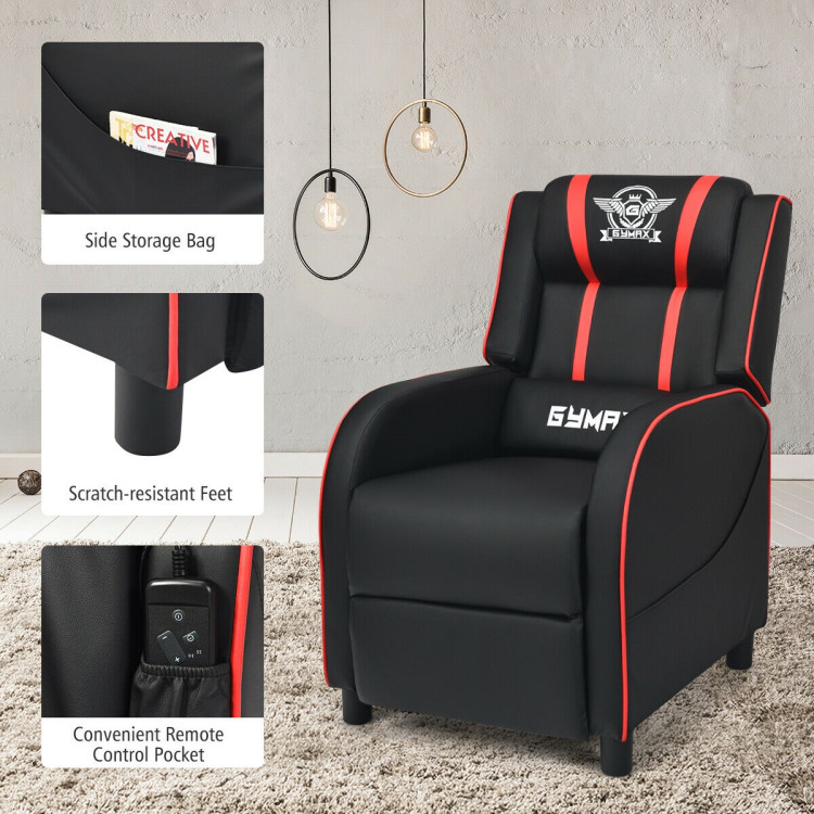 Massage Racing Gaming Single Recliner Chair-RedCostway Gallery View 13 of 13