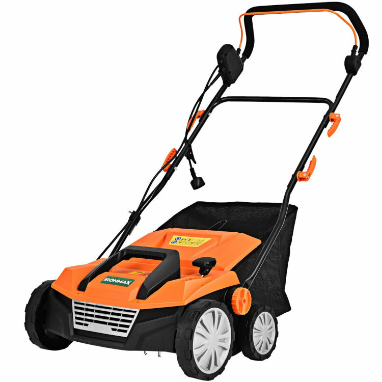13 Amp Corded Scarifier 15 Inch Electric Lawn Dethatcher with Dual Safety Switch-OrangeCostway Gallery View 1 of 11
