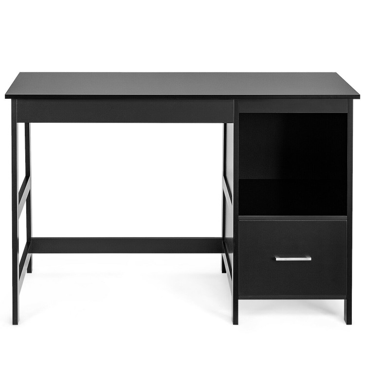 47.5 Inch Modern Home Computer Desk with 2 Storage Drawers-BlackCostway Gallery View 8 of 12