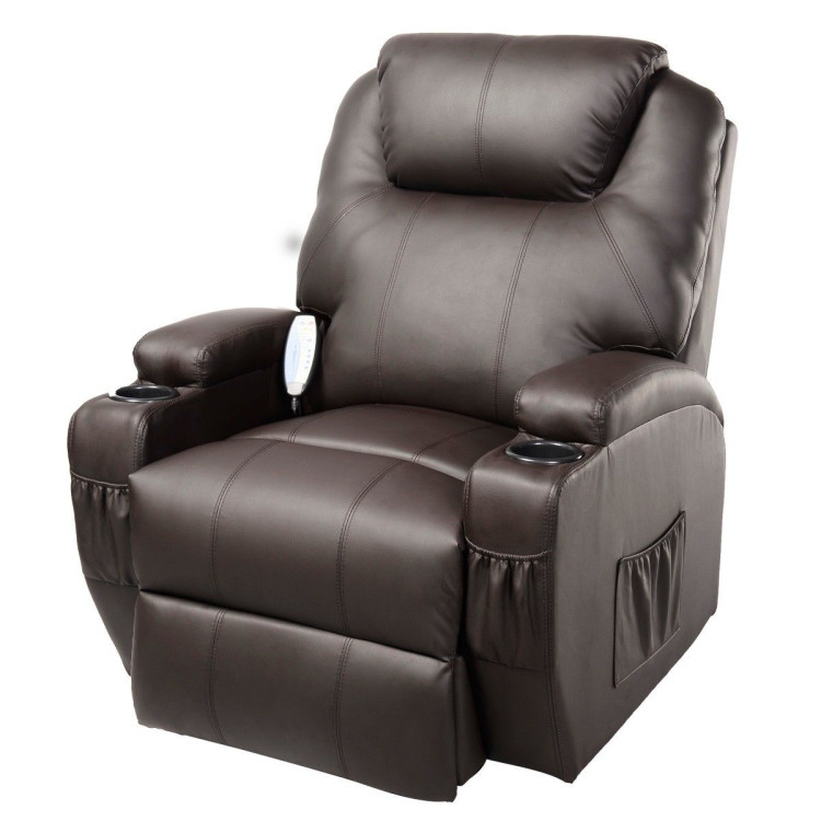 Ergonomic Heated Massage Recliner Sofa Chair Deluxe Lounge Executive w/ Control-brownCostway Gallery View 2 of 6