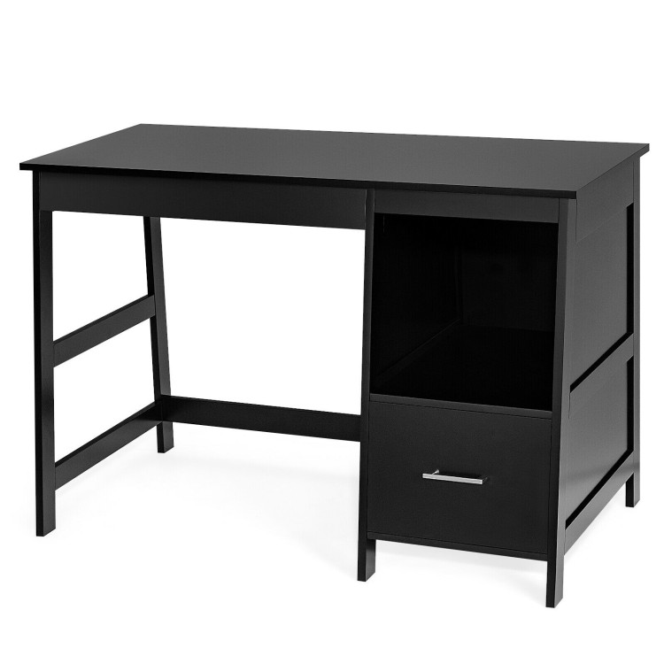 47.5 Inch Modern Home Computer Desk with 2 Storage Drawers-BlackCostway Gallery View 6 of 12