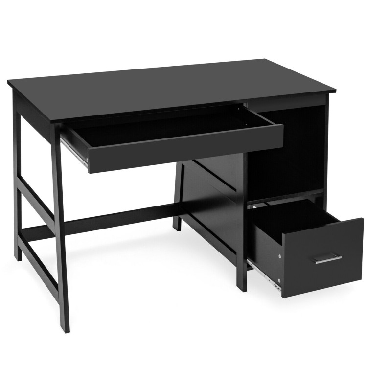 47.5 Inch Modern Home Computer Desk with 2 Storage Drawers-BlackCostway Gallery View 9 of 12
