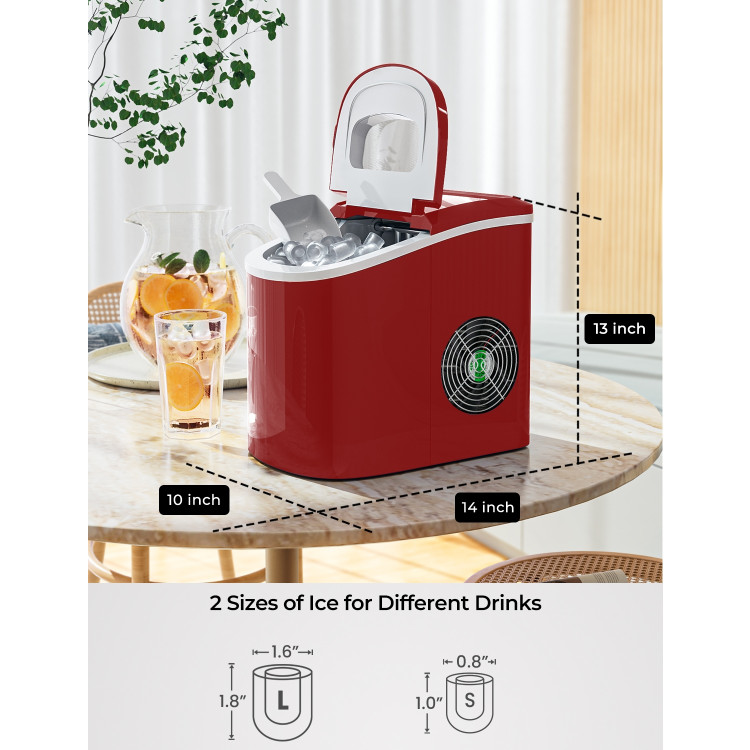 Mini Portable Compact Electric Ice Maker Machine-RedCostway Gallery View 4 of 11