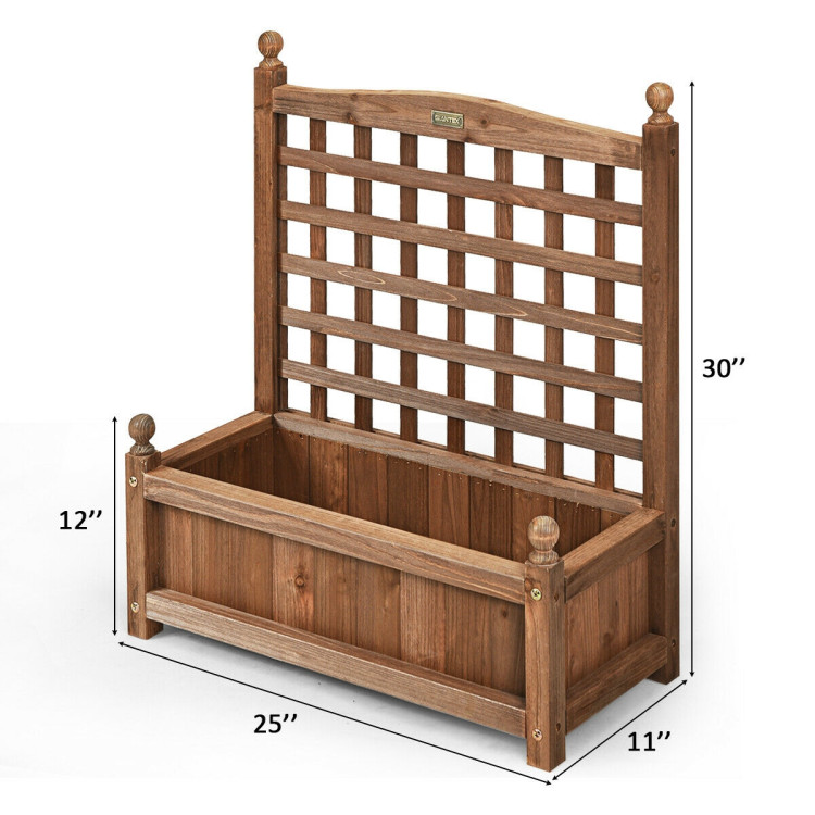 Solid Wood Planter Box with Trellis Weather-resistant OutdoorCostway Gallery View 4 of 7