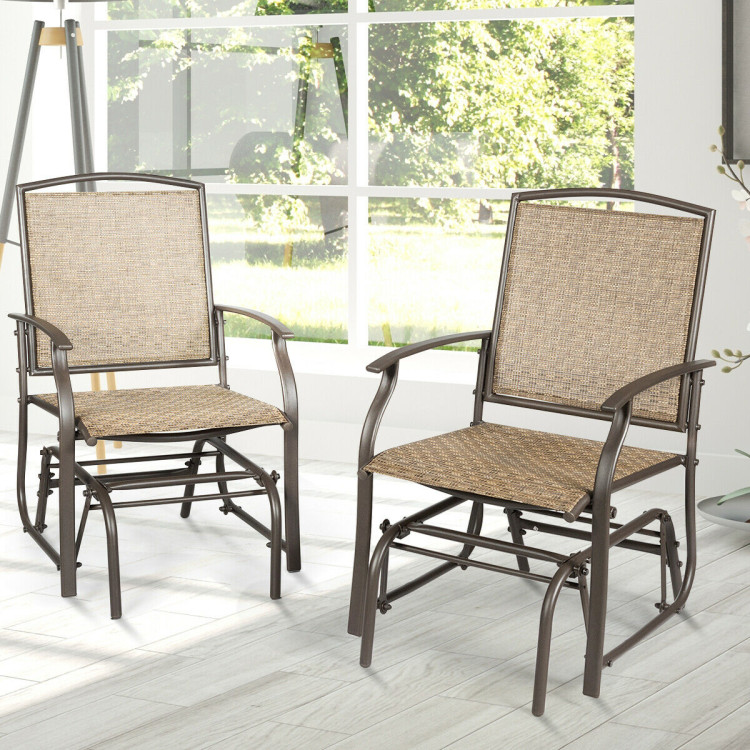 2 Pieces Patio Swing Single Glider Chair Rocking SeatingCostway Gallery View 2 of 13