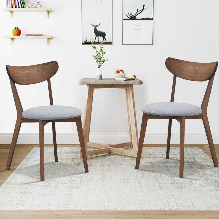 Set of 2 Dining Chairs Upholstered Curved Back SideCostway Gallery View 2 of 13