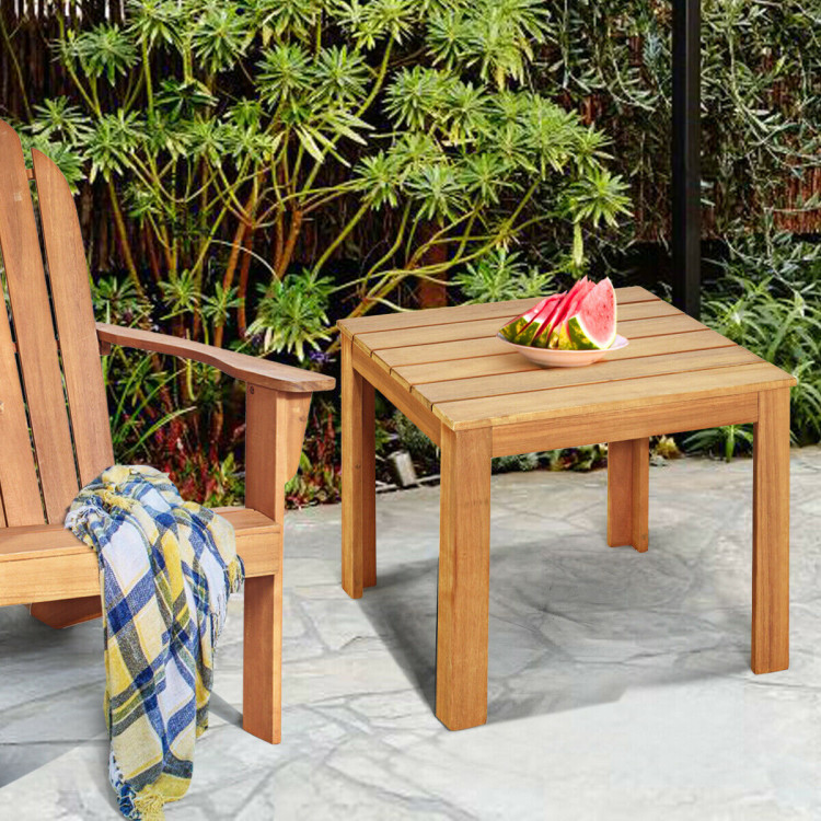 Wooden Square Patio Coffee Bistro Table-NaturalCostway Gallery View 7 of 12
