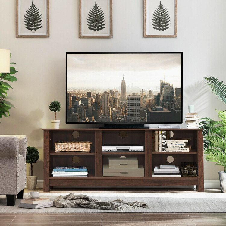 60 Inch  Entertainment TV Stand Cabinet-BrownCostway Gallery View 2 of 13