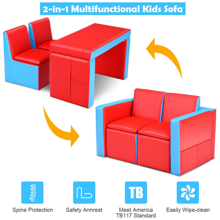 Multi-functional Kids Sofa Table Chair SetCostway Gallery View 3 of 10