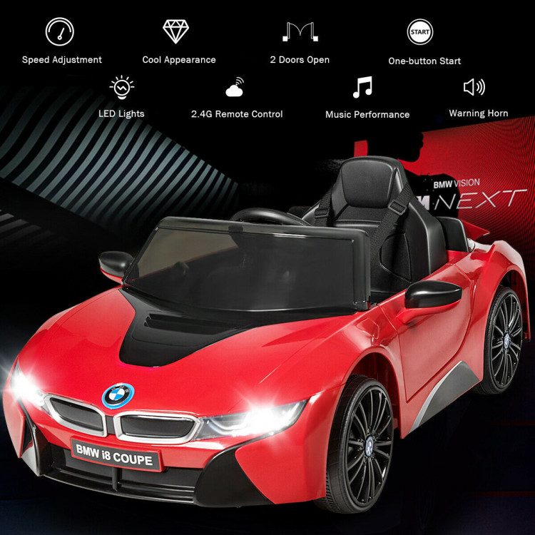 12V Licensed BMW Kids Ride On Car with Remote Control-RedCostway Gallery View 2 of 10