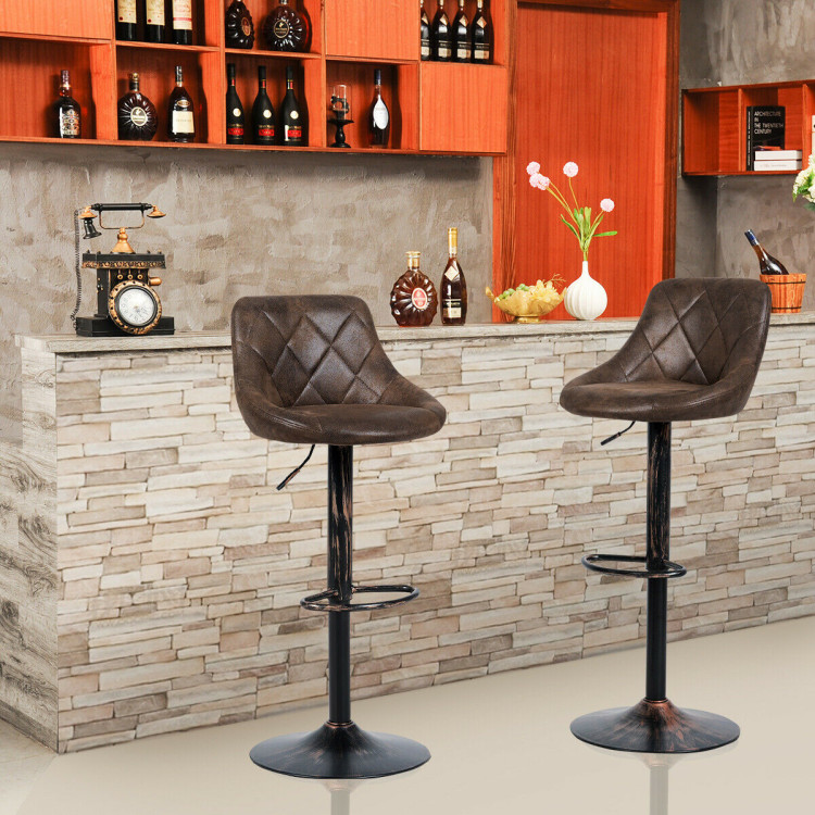 Set of 2 Adjustable Bar Stools with Backrest and FootrestCostway Gallery View 2 of 12