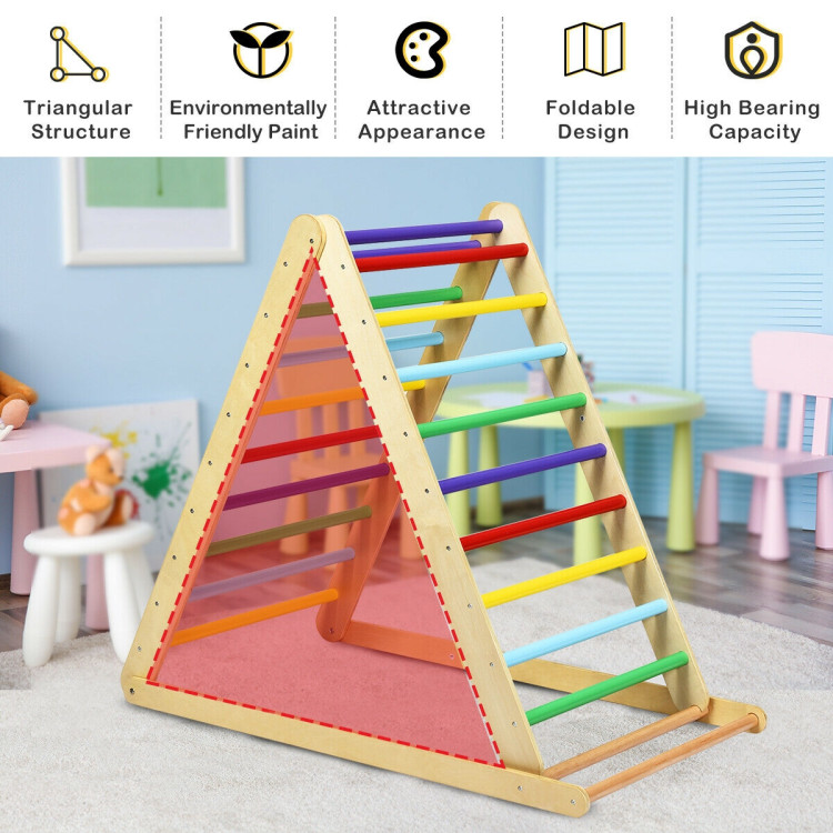 Foldable Wooden Climbing Triangle Indoor Home Climber LadderCostway Gallery View 2 of 9
