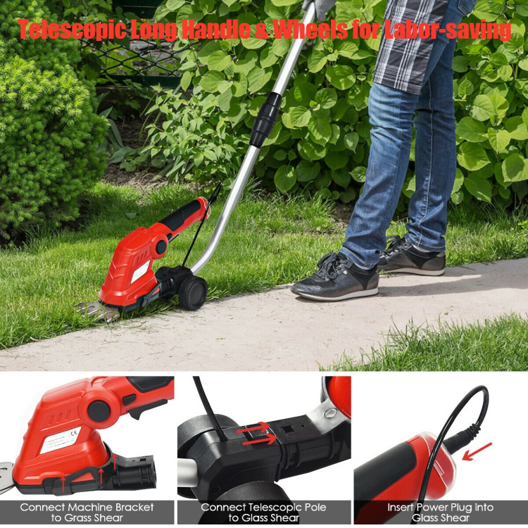 7.2V Cordless Grass Shear with Extension Handle and Rechargeable BatteryCostway Gallery View 12 of 12
