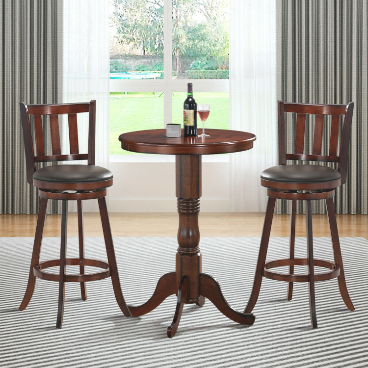 2 Pieces 360 Degree Swivel Wooden Counter Height Bar Stool Set with Cushioned Seat-31 inchesCostway Gallery View 2 of 10
