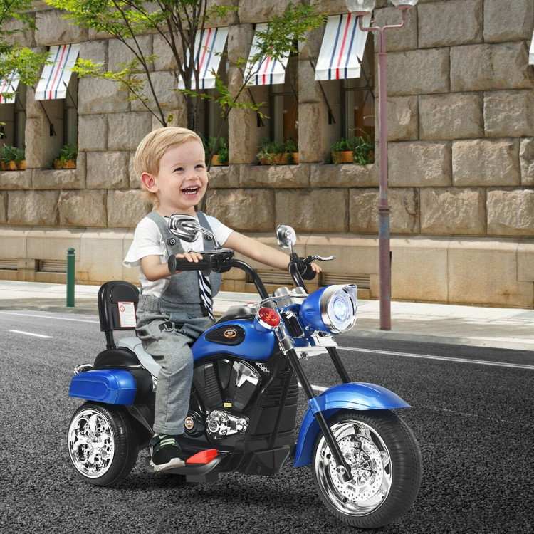 6V 3 Wheel Kids Motorcycle-BlueCostway Gallery View 2 of 10