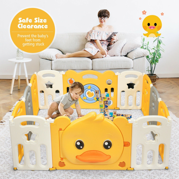 12-Panel Foldable Baby Playpen with SoundCostway Gallery View 6 of 12