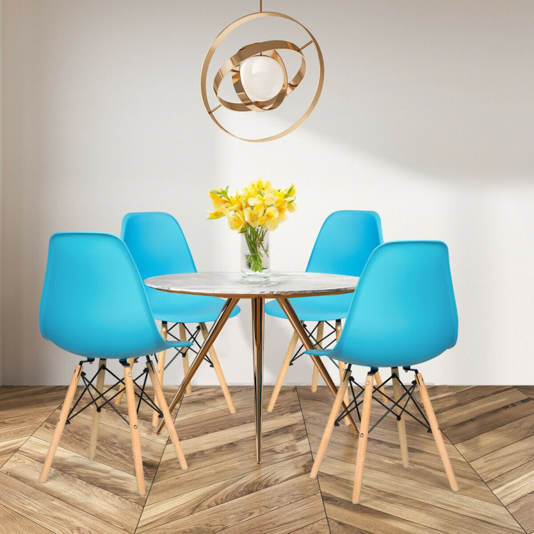 4 Pieces Modern Armless Dining Chair Set with Wood Legs-BlueCostway Gallery View 1 of 12