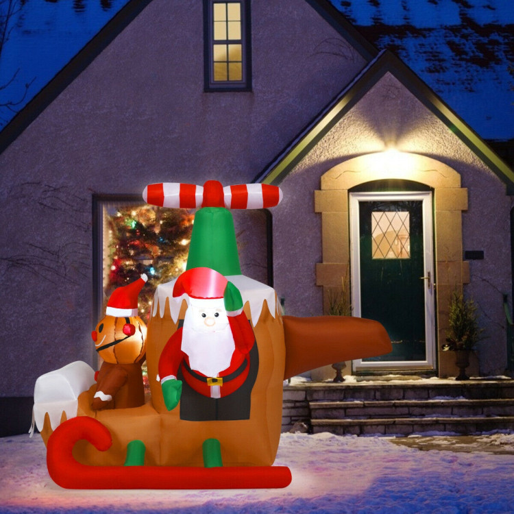 6 Feet Long Inflatable Santa Claus Flying AirplaneCostway Gallery View 2 of 12