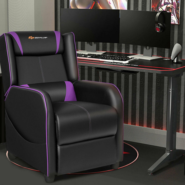 Home Massage Gaming Recliner Chair-PurpleCostway Gallery View 2 of 11