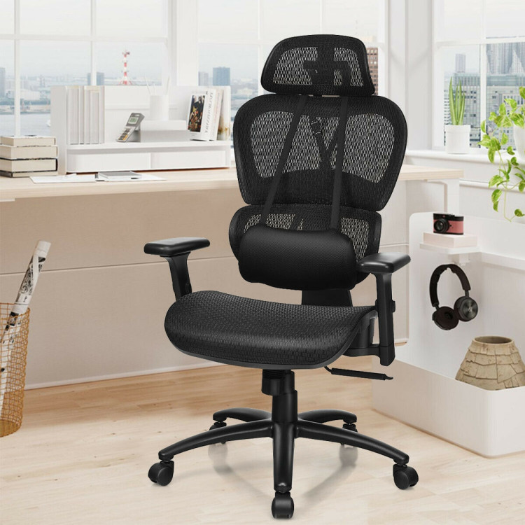 Mesh Office Chair Recliner with Adjustable HeadrestCostway Gallery View 2 of 10