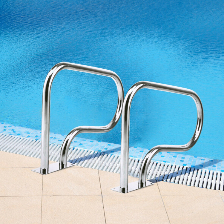 Stainless Steel Swimming Pool Hand Rail with Base PlateCostway Gallery View 2 of 12