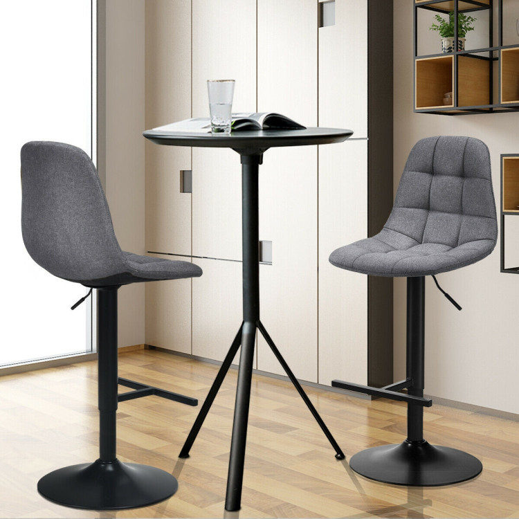 2Pcs Adjustable Bar Stools Swivel Counter Height Linen Chairs -GrayCostway Gallery View 1 of 12