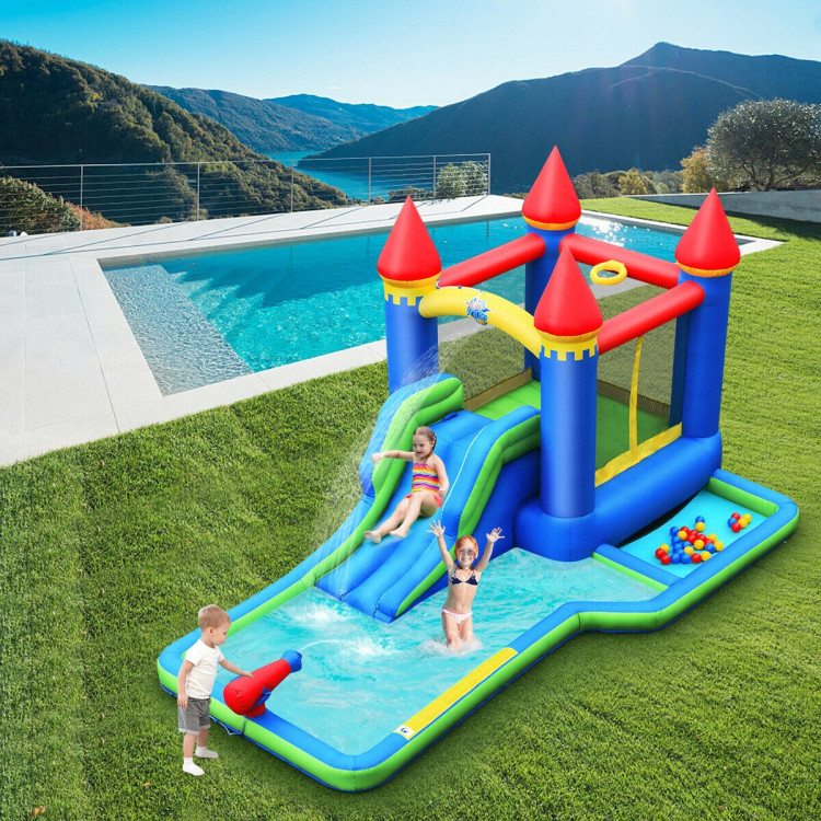 Inflatable Bounce House Castle Water Slide with Climbing WallCostway Gallery View 6 of 12