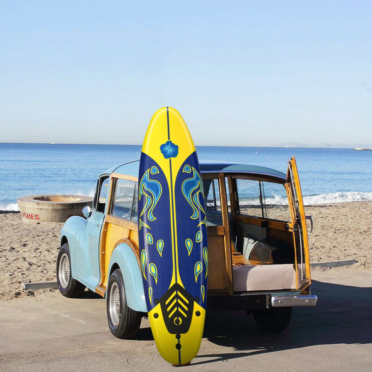 6 Feet Surfboard with 3 Detachable Fins-YellowCostway Gallery View 7 of 11