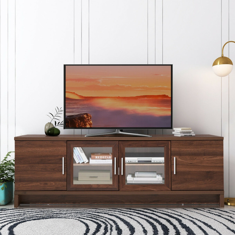 Media Entertainment TV Stand for TVs up to 70 Inches with Adjustable Shelf-WalnutCostway Gallery View 7 of 13