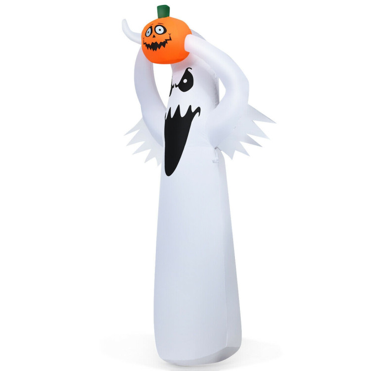 6 Feet Halloween Inflatable Blow Up Ghost with Pumpkin and LED Lights Costway Gallery View 8 of 12