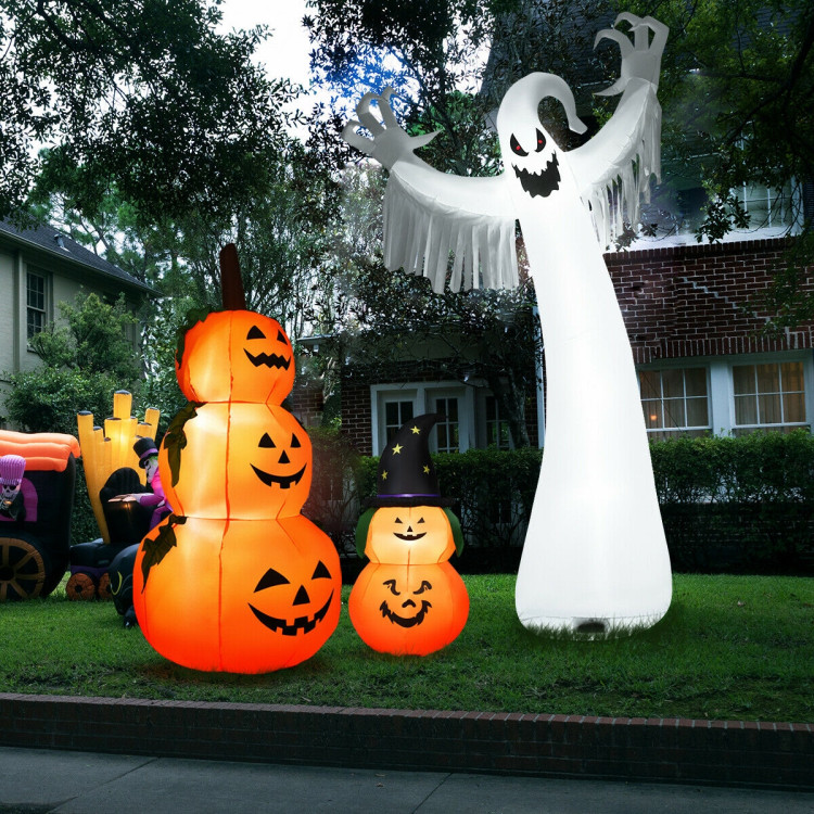 12 Feet Halloween Inflatable Spooky Ghost with Blower and LED LightsCostway Gallery View 6 of 12