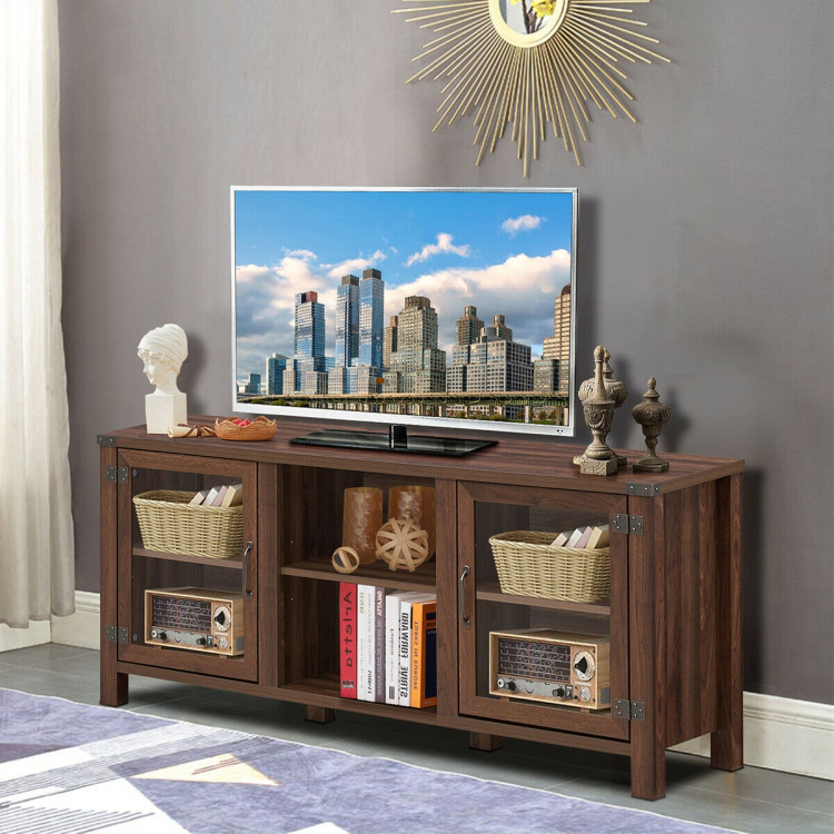 TV Stand Entertainment Center for TVs up to 65 Inch with Storage Cabinets-WalnutCostway Gallery View 7 of 12