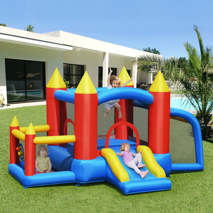 Kid Inflatable Slide Jumping Castle Bounce House with 740w BlowerCostway Gallery View 1 of 12