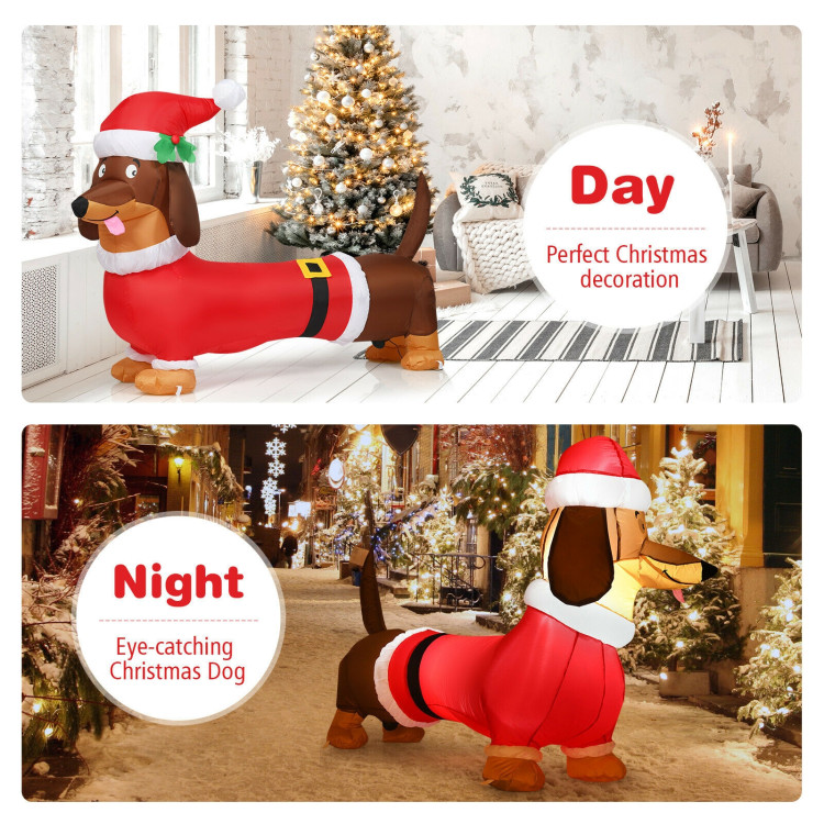 5 Feet Inflatable Christmas Dog with LED LightsCostway Gallery View 8 of 11