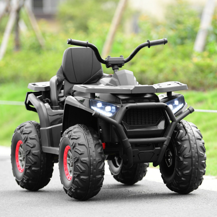 12 V Kids Electric 4-Wheeler ATV Quad with MP3 and LED Lights-BlackCostway Gallery View 7 of 12