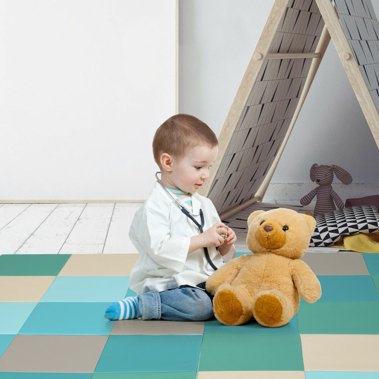 58 Inch Toddler Foam Play Mat Baby Folding Activity Floor Mat-Light BlueCostway Gallery View 1 of 12