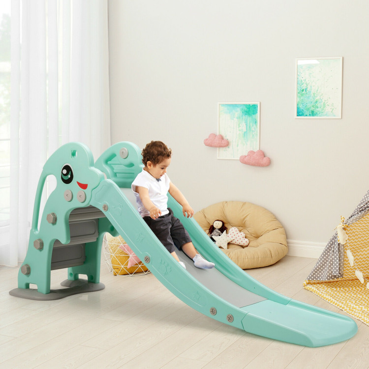 3-in-1 Kids Climber Slide Play Set  with Basketball Hoop and Ball-GreenCostway Gallery View 7 of 12